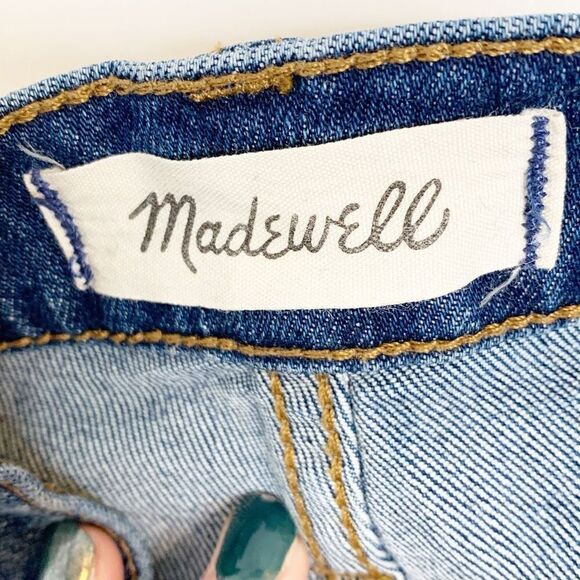 Madewell High-Rise Cut Off Edition Medium Wash Blue Denim Jean Shorts Women’s 27 - Picture 11 of 13